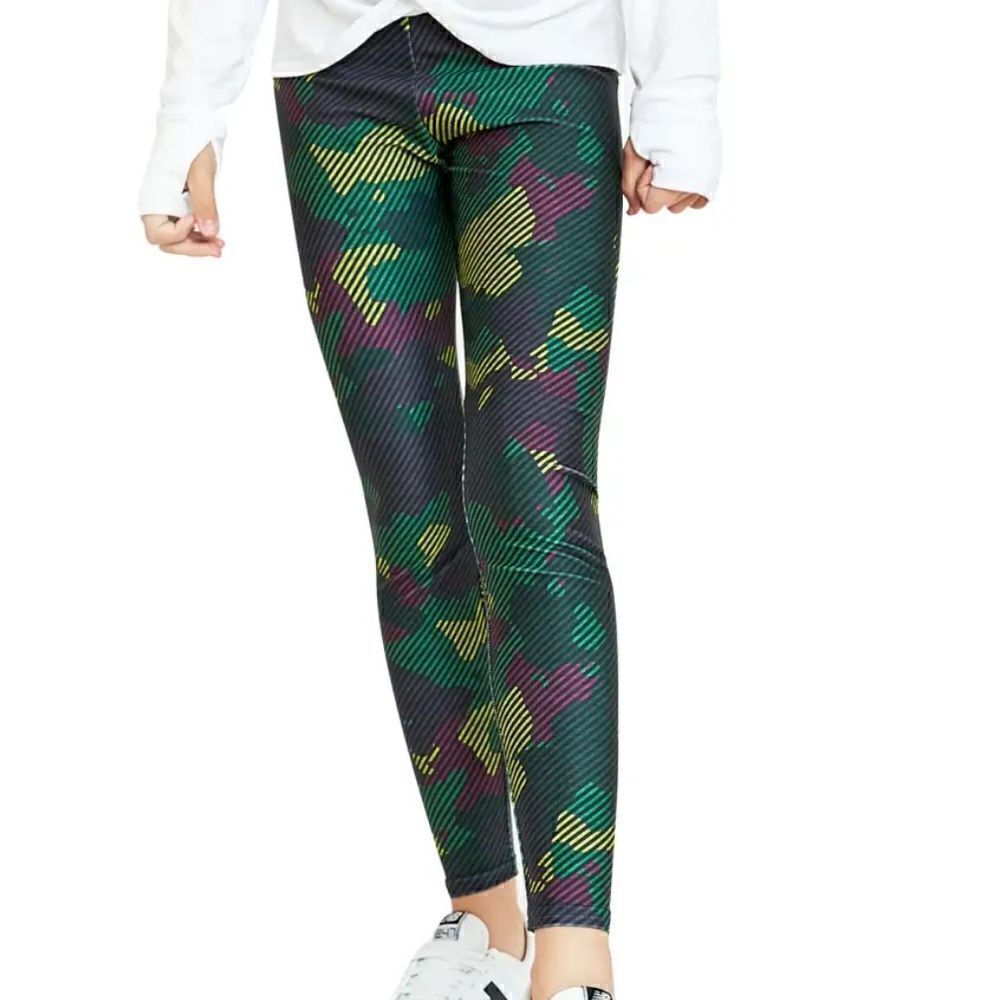 Terez Kids/Girls Striped Green Camo Leggings. Size XL. NWOT